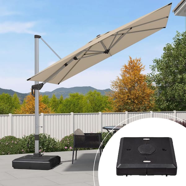 if collection - 9 ft. cantilever patio umbrella w/weight bas PURPLE LEAF 9' x 9' Excellent UV Protection Navy Blue This cantilever patio umbrella measures 9 x 8.2 ft/267 x 250 cm (Dia 9.5 Feet Cantilever Patio Umbrella