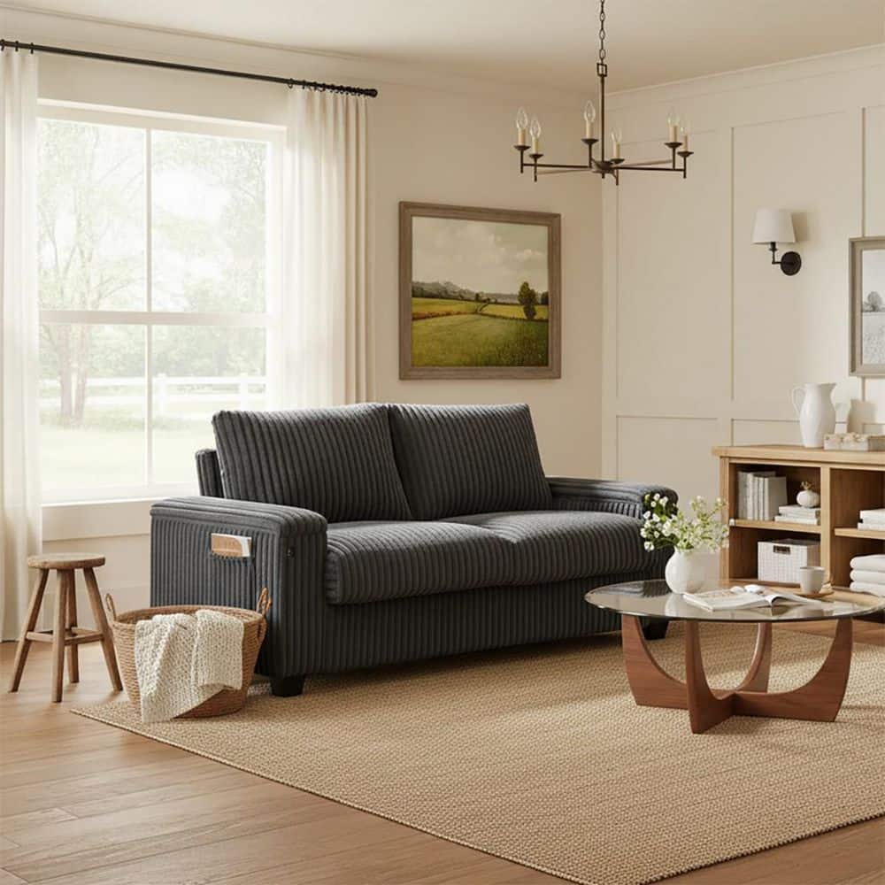 Homy Casa RHCL 71 in. Wide Square Arm...