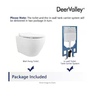 2-Piece 1.1/1.6 GPF Dual Flush Elongated Wall Hung Toilet with Concealed In-Wall Toilet Tank in White (Seat Included)