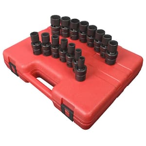 1/2 in. Drive 12-Point Metric Univ Impact Socket (15-Piece)