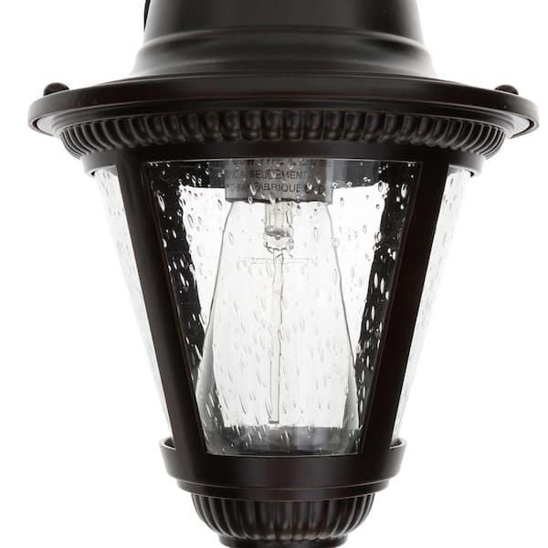 Westport Collection 1-Light Antique Bronze Clear Seeded Glass Traditional Outdoor Small Wall Lantern Light