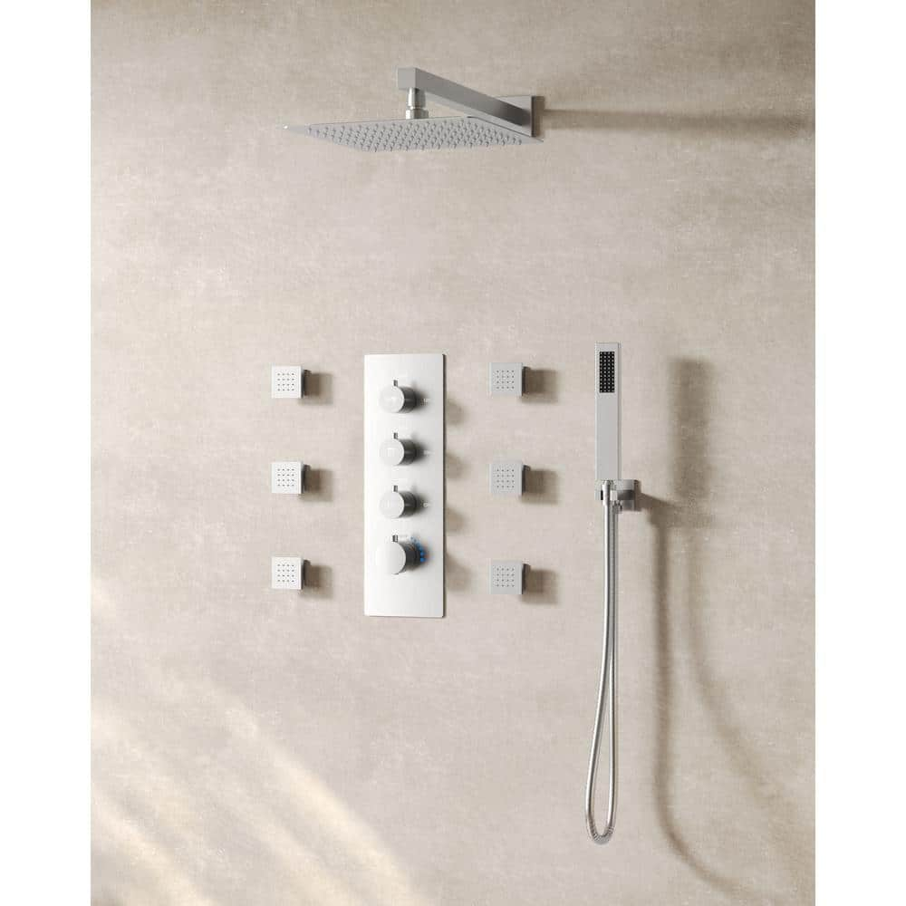 Everstein 7 Spray Patterns Thermostatic 12 In Wall Mount Rain Dual