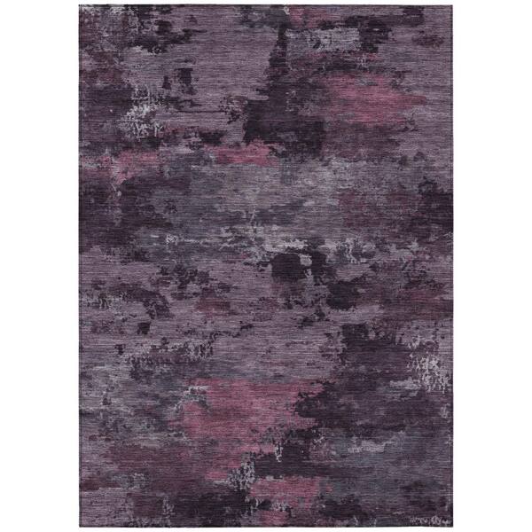 Chantille Machine Washable Indoor/Outdoor Abstract ACN2813 Eggplant 9 ft. x 12 ft. Area Rug