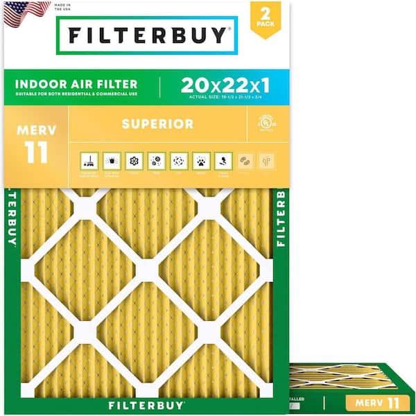 20 in. x 22 in. x 1 in. MERV 11 (FPR 7) Allergen Defense Pleated HVAC AC Furnace Air Filters Replacement (2-Pack)