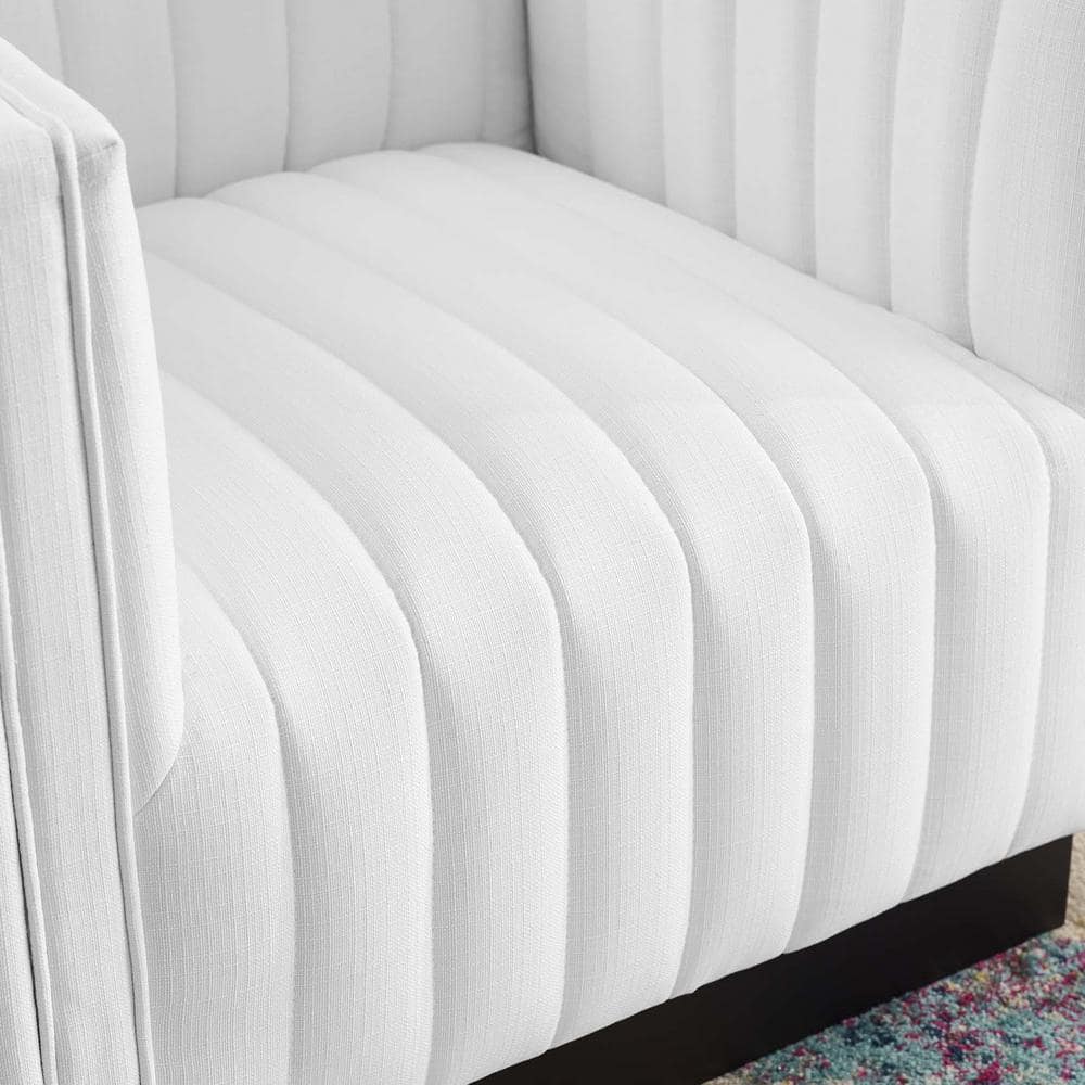 Elegant White Velvet Wood Base Accent Chair
