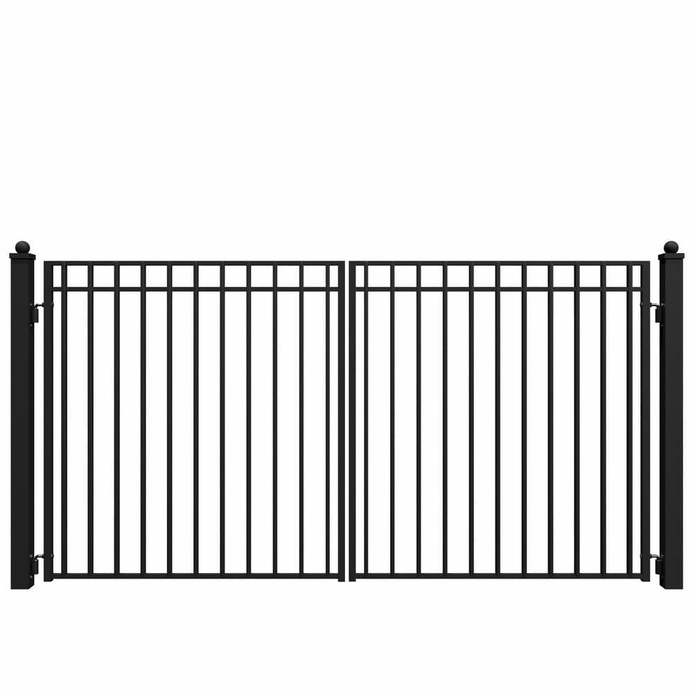 Madrid Style Black Steel Dual Swing Driveway Gate 12 x 6 Feet