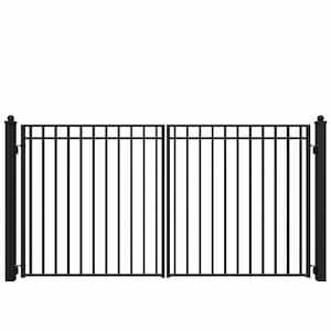 Madrid Style 12 ft. x 6 ft. Black Steel Dual Swing Driveway Fence Gate