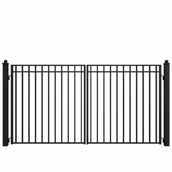 ALEKO Madrid Style 12 ft. x 6 ft. Black Steel Dual Swing Driveway Fence Gate
