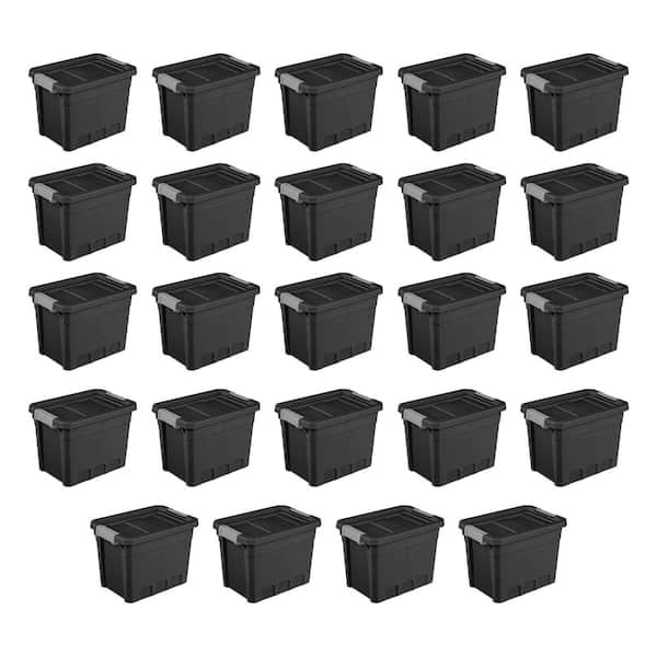 7.5 gal. Rugged Industrial Storage Totes with Latch Lid in Black (24-Pack)