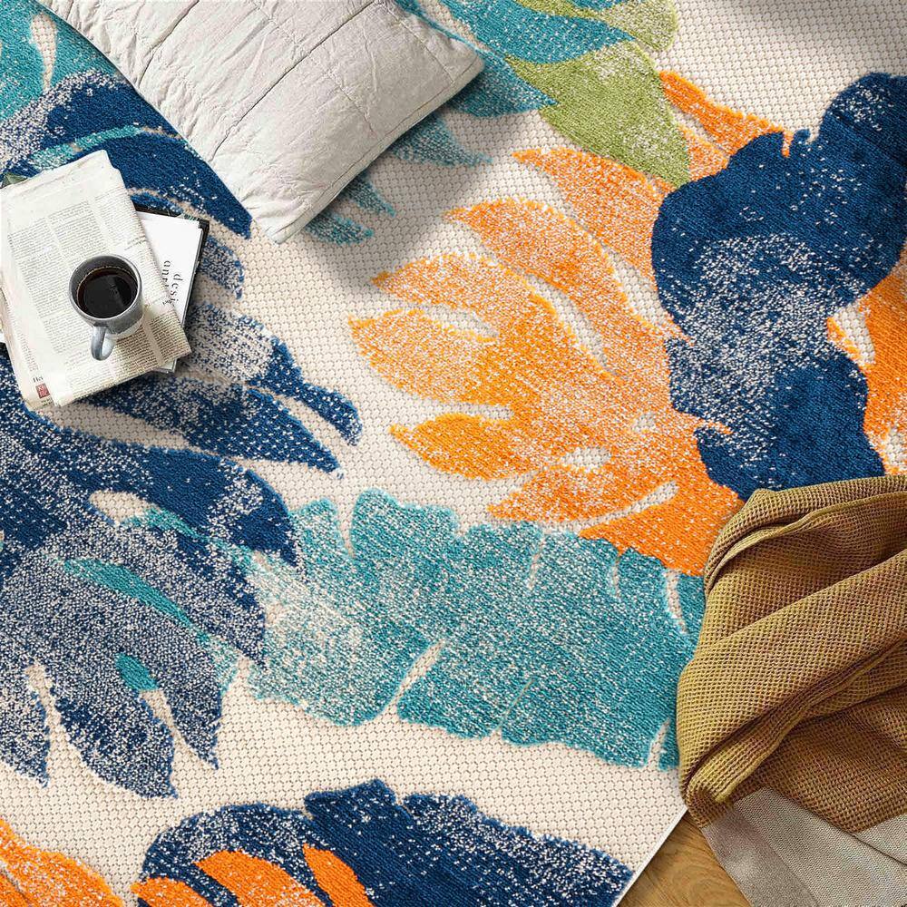 Arles Palm Floral Leaves Multi-Color Synthetic 5' x 7' Area Rug