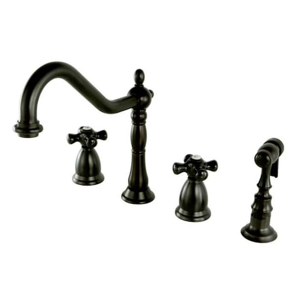 Kingston Brass Duchess 2-Handle Standard Kitchen Faucet with Side Sprayer in Oil Rubbed Bronze
