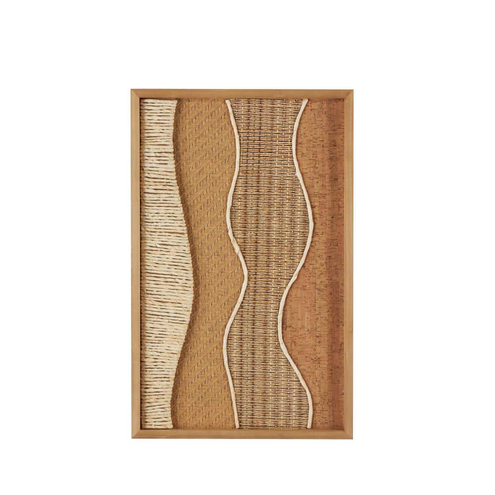 Litton Lane 15 in. x 23 in. Wood Brown Handmade Dimensional Wavy Mixed ...