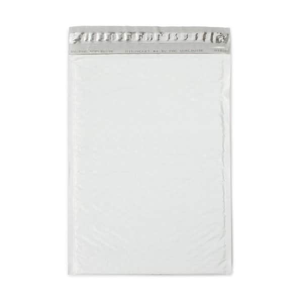 Pratt Retail Specialties 9.5 in. x 13.75 in. White Poly Bubble Mailers Envelope with Adhesive Easy Close Strip (100-Case)