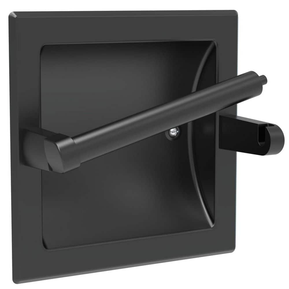 1-Pack Wall-Mount Recessed Toilet Paper Holder in Matte Black, Stainless Steel Pivoting in Wall Toilet Paper Holder price history on PriceWatchPro