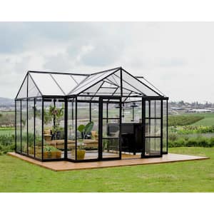 Triomphe 12 ft. x 15 ft. Black/Clear Garden Chalet Solarium/Greenhouse and Conservatory