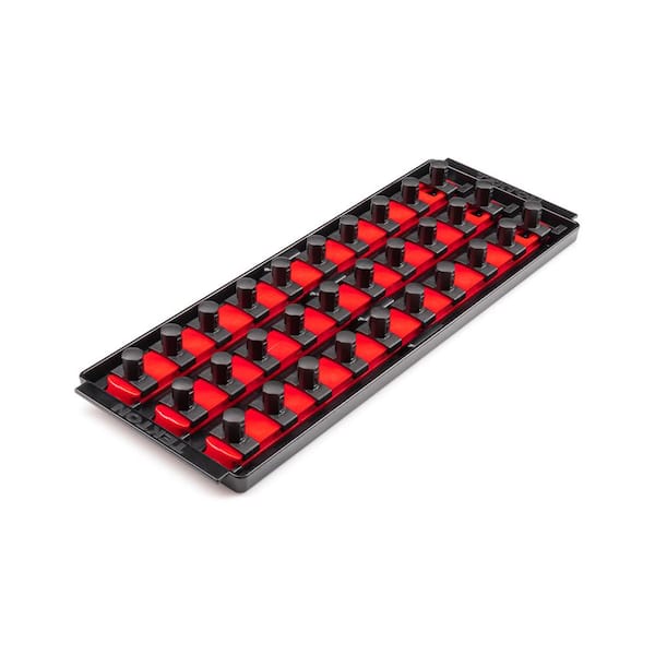TEKTON 1/2 in. Drive 3-Rail Socket Organizer Set, Red (30-Tool)