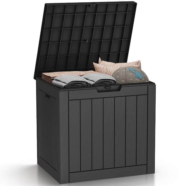 OUPES 31 Gal. Black Resin Outdoor Storage Deck Box