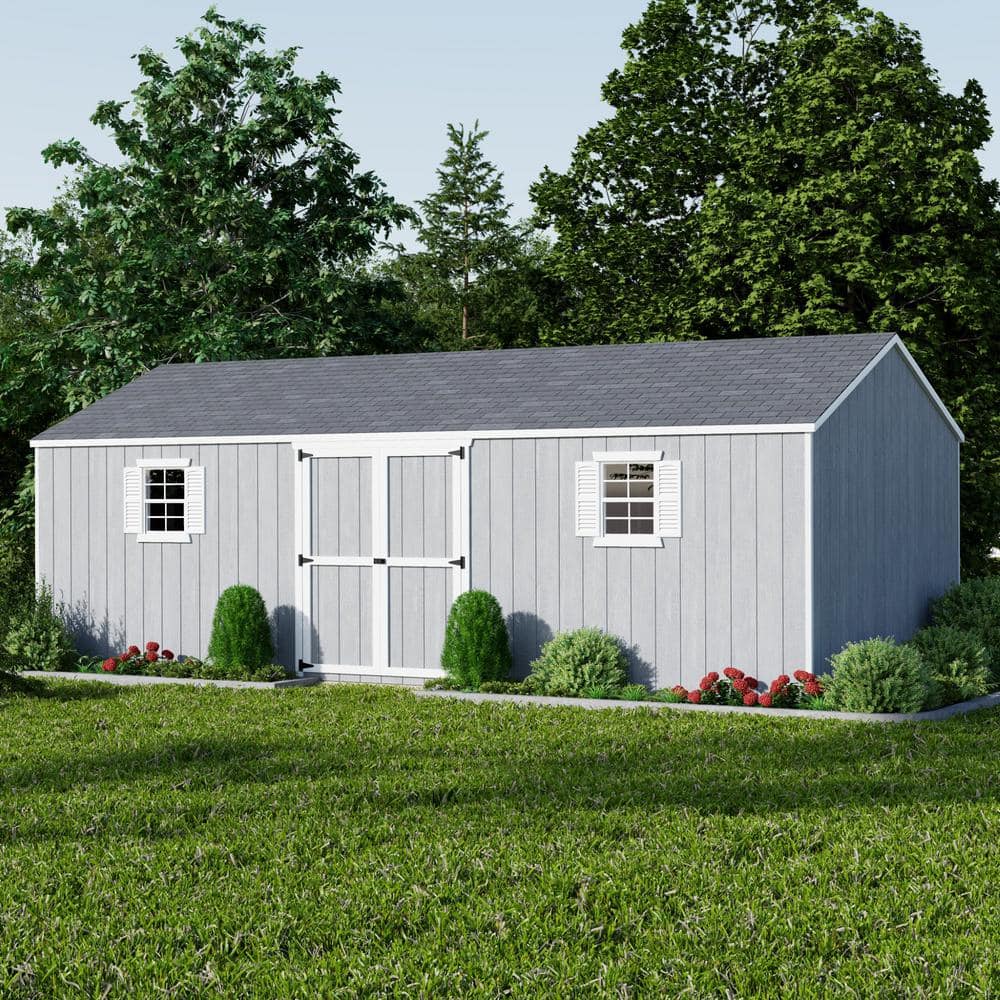 12x24 Dark Gray Wood Gable Storage Shed with Windows