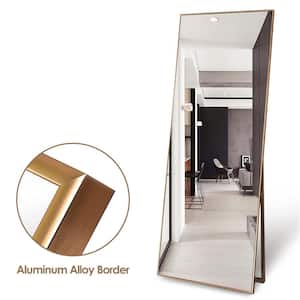 64 in. x 21 in. Modern Rectangle Metal Framed Gold Full Length Floor Mirror Standing Mirror