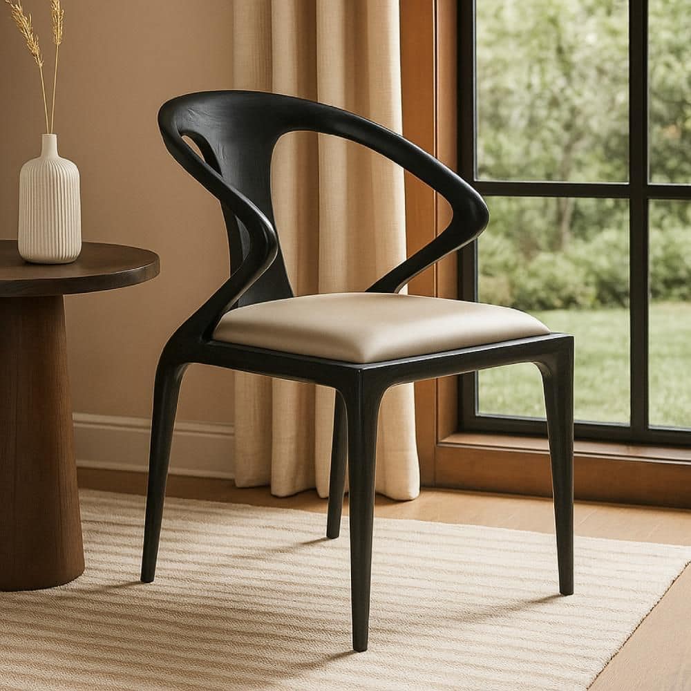 Benjara Cid Syla Gray Faux Leather Curved Back Dining chair BM338240 — free download