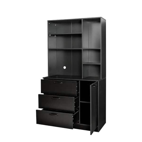 Unbranded 39.37 in. W x 15.75 in. D x 70.87 in. H Bathroom Black Linen Cabinet