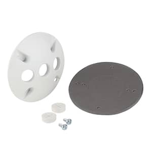 4 in. Round Metallic Weatherproof Cover with (3) 1/2 in. Holes, White
