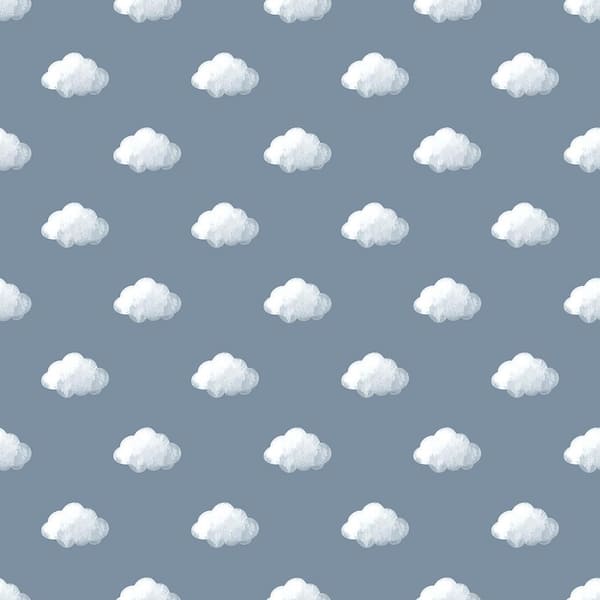 Unbranded Blue Little Explorers 2 Classic Clouds Matte Finish Non-Pasted Non-Woven Wallpaper Sample