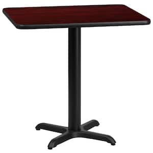 24 in. x 30 in. Rectangular Black and Mahogany Laminate Table Top with 22 in. x 22 in. Table Height Base