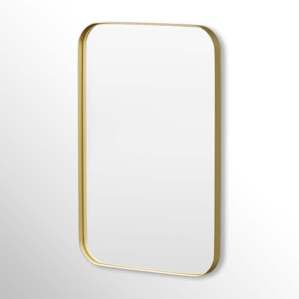 Hausvita 20 in. W x 30 in. H Rectangular Framed Tempered Glass Wall-Mounted Bathroom Vanity Mirror in Gold