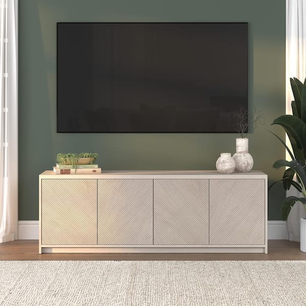 Renad 69.63 in. Alder White TV Stand Fits TV's up to 78 in.