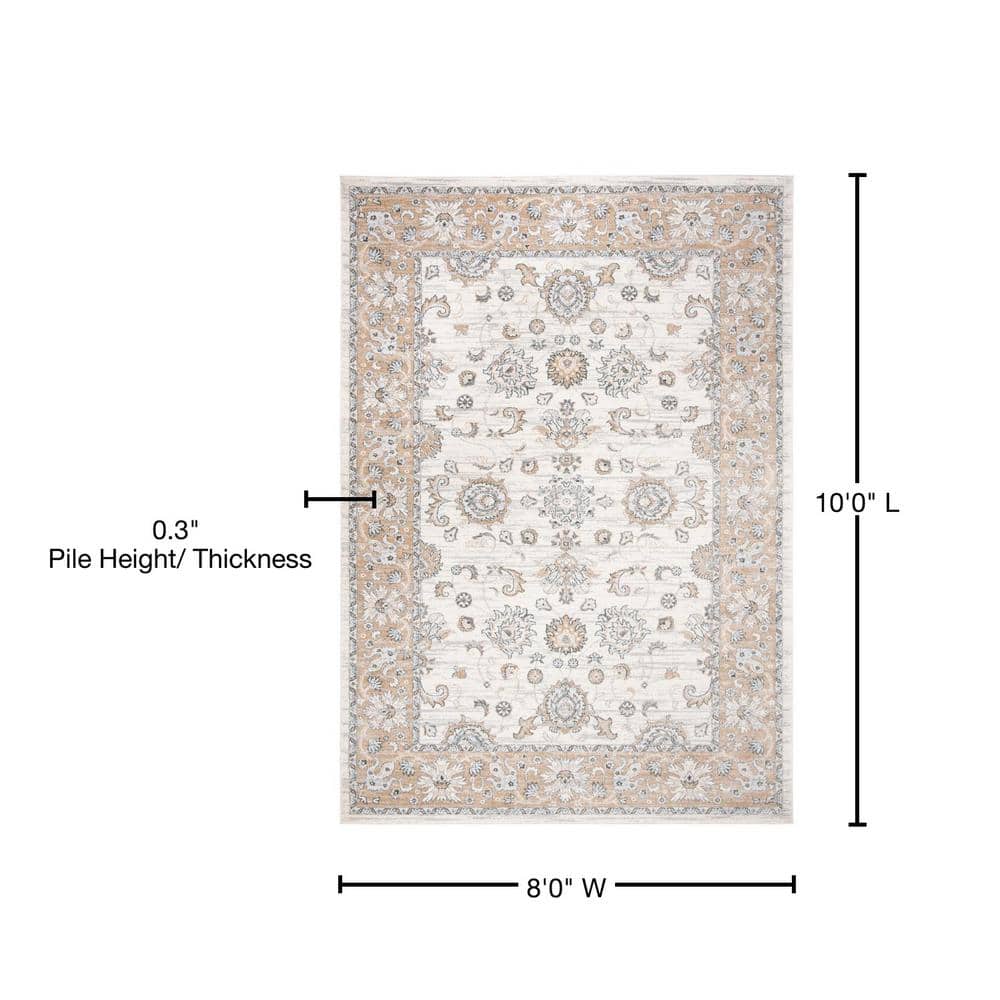 Isabella 8' x 10' Cream Beige Synthetic Area Rug
