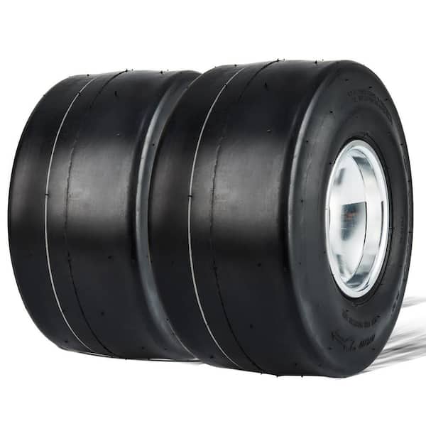 SKYSHALO Go Kart Tires and Rims 11x6-5in. Go Kart Wheels 2-Pack Rear Wheels, Aluminum Alloy Rims and Rubber Tires Hub-Rim Fit