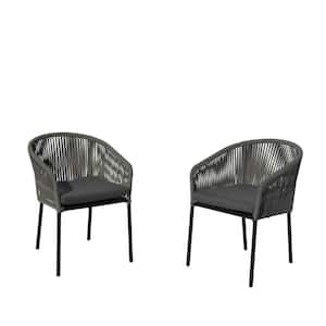 Osborne Aluminum Outdoor Dining Chair with Grey Cushions (2-Pack)