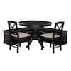 Linon Home Decor Rockhill 4-Piece L-Shaped Black Wood Top Nook Dining Room Set Seats 6 THD05036