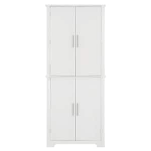 28.15 in. W x 15 in. D x 67.4 in. H White Linen Cabinet with Open Shelves