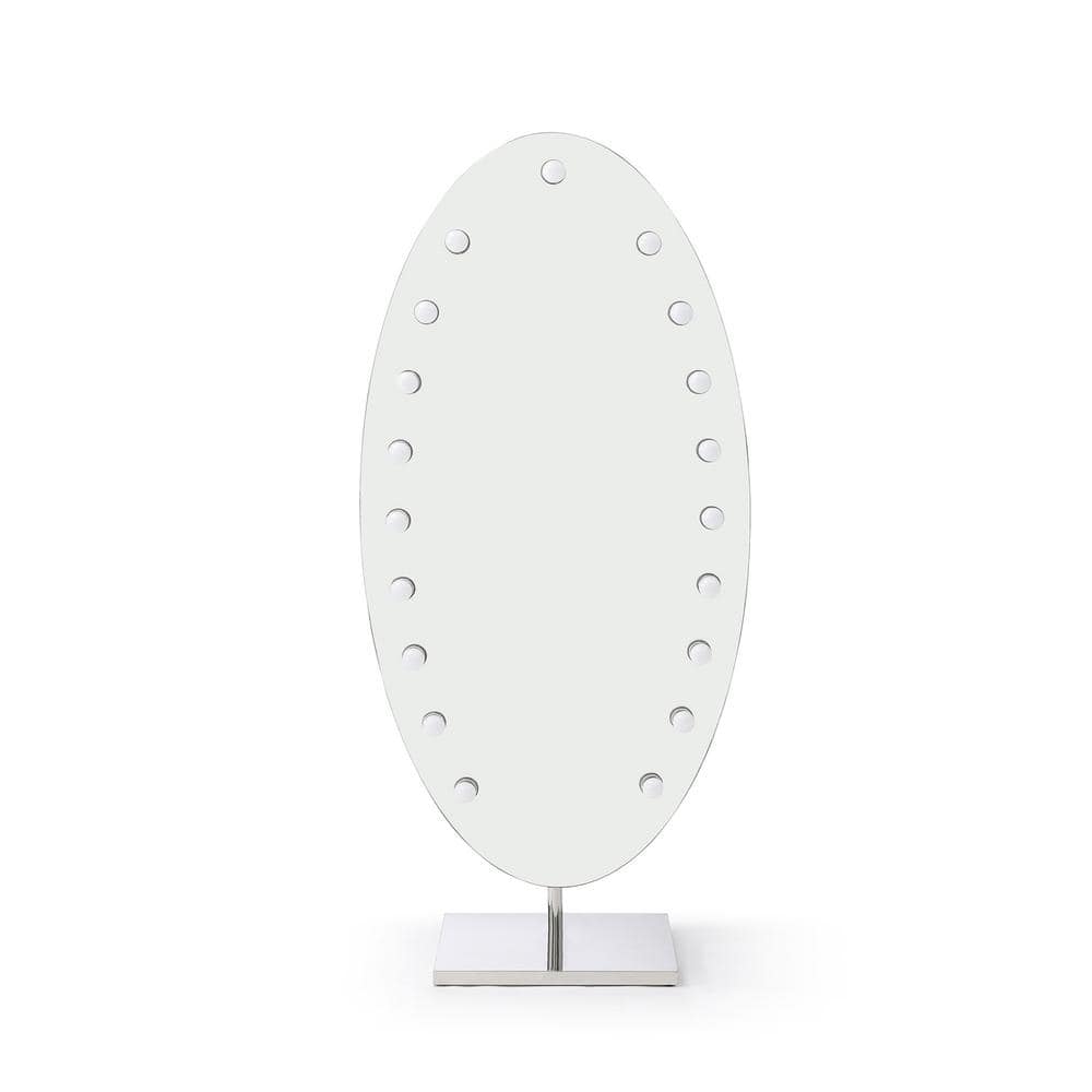 Decor 31.5 in. W x 70.9 in. H Oval Framed Silver Floor Mirror