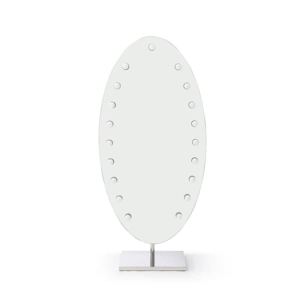 Decor 31.5 in. W x 70.9 in. H Oval Framed Silver Floor Mirror