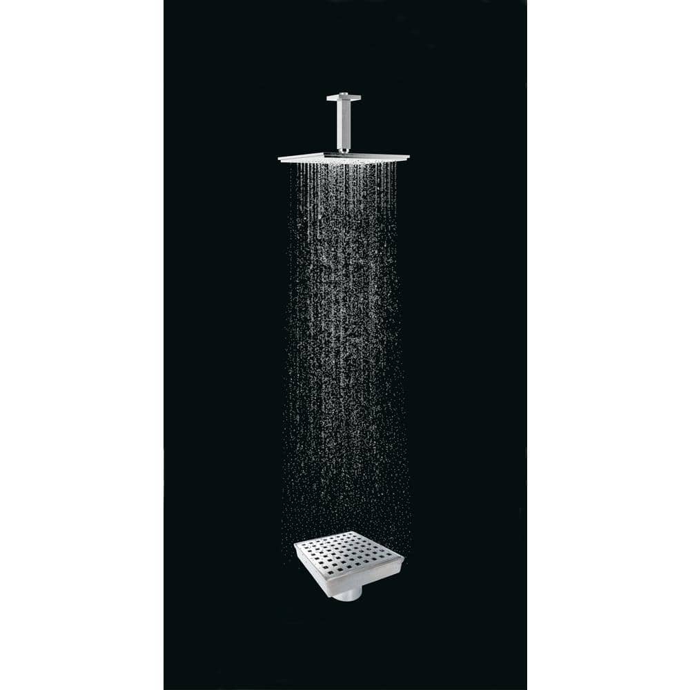 4'' Stainless Steel Square Shower Drain with Tile Insert Cover