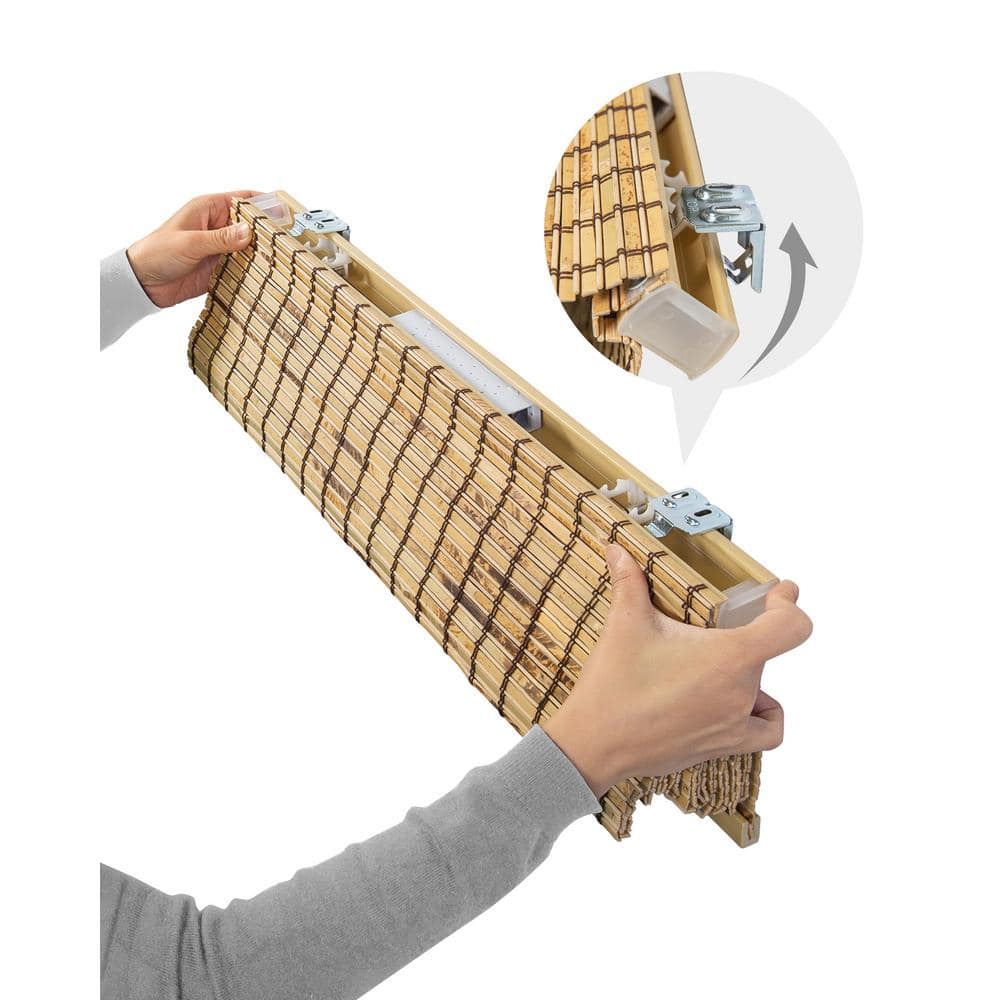 32" x 64" Light Brown Bamboo Cordless Roman Shade