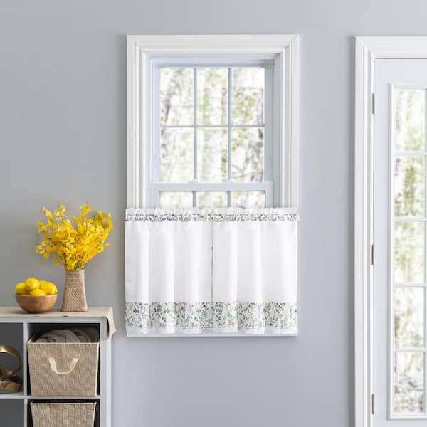 Ellis Curtain Country Floral Multi Polyester/Cotton 58 in. W x 30 in. L Rod Pocket Light Filtering Ruffled Tier