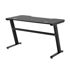 47.2 in.W Rectangle Black MDF Laptop Steel Legs Compyter Desk with 2-Cable Management Holes
