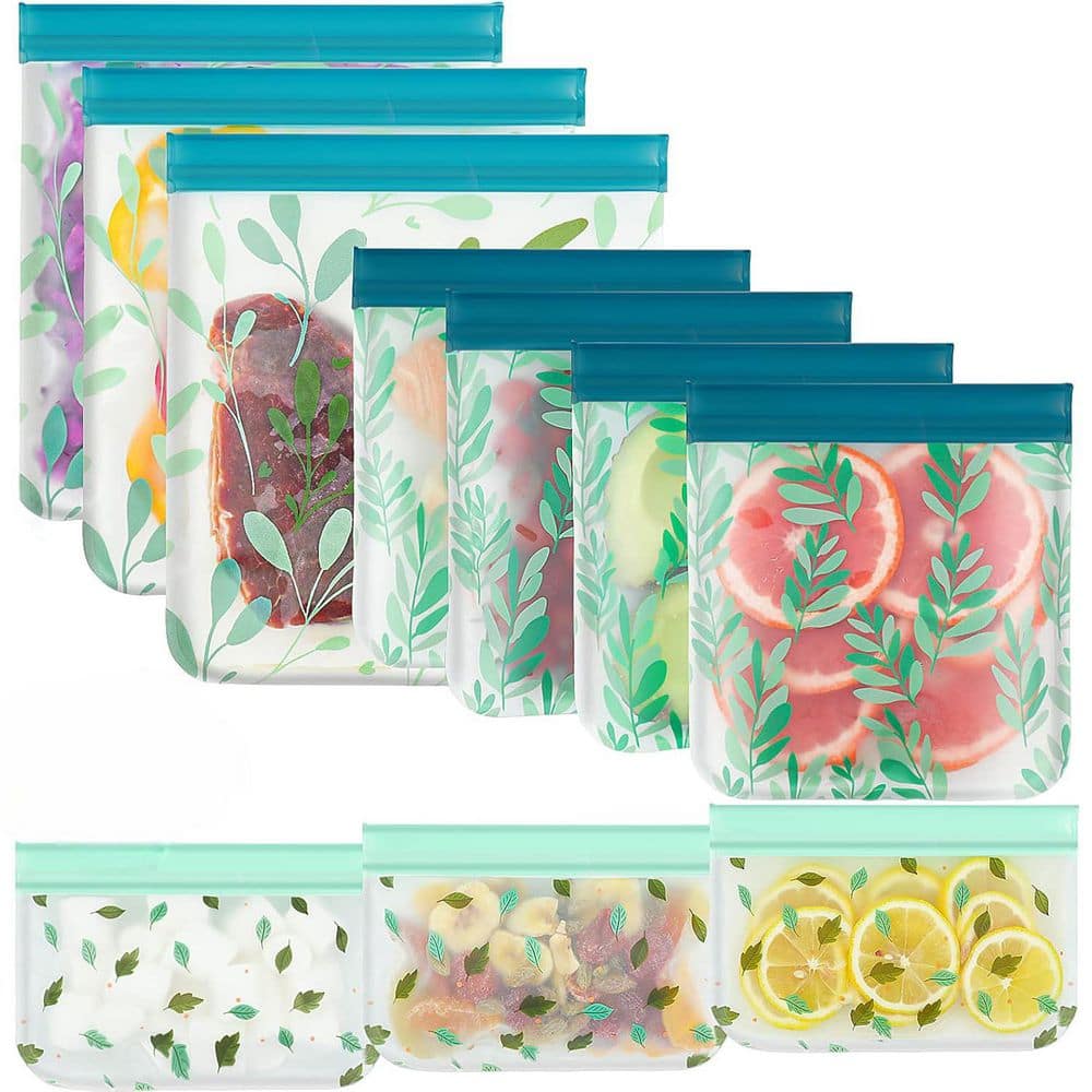 Adrinfly 10-Pack Silicone Leakproof Reusable Freezer Bags Dishwasher Safe BPA-Free for Home Organization and Travel Food Storage SA1129B139 - The Home Depot