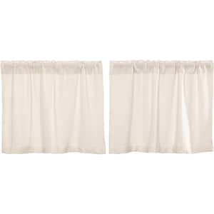 Burlap Antique White 36 in. W x 24 in. L Cotton Light Filtering Rod Pocket Curtain Window Panel Pair
