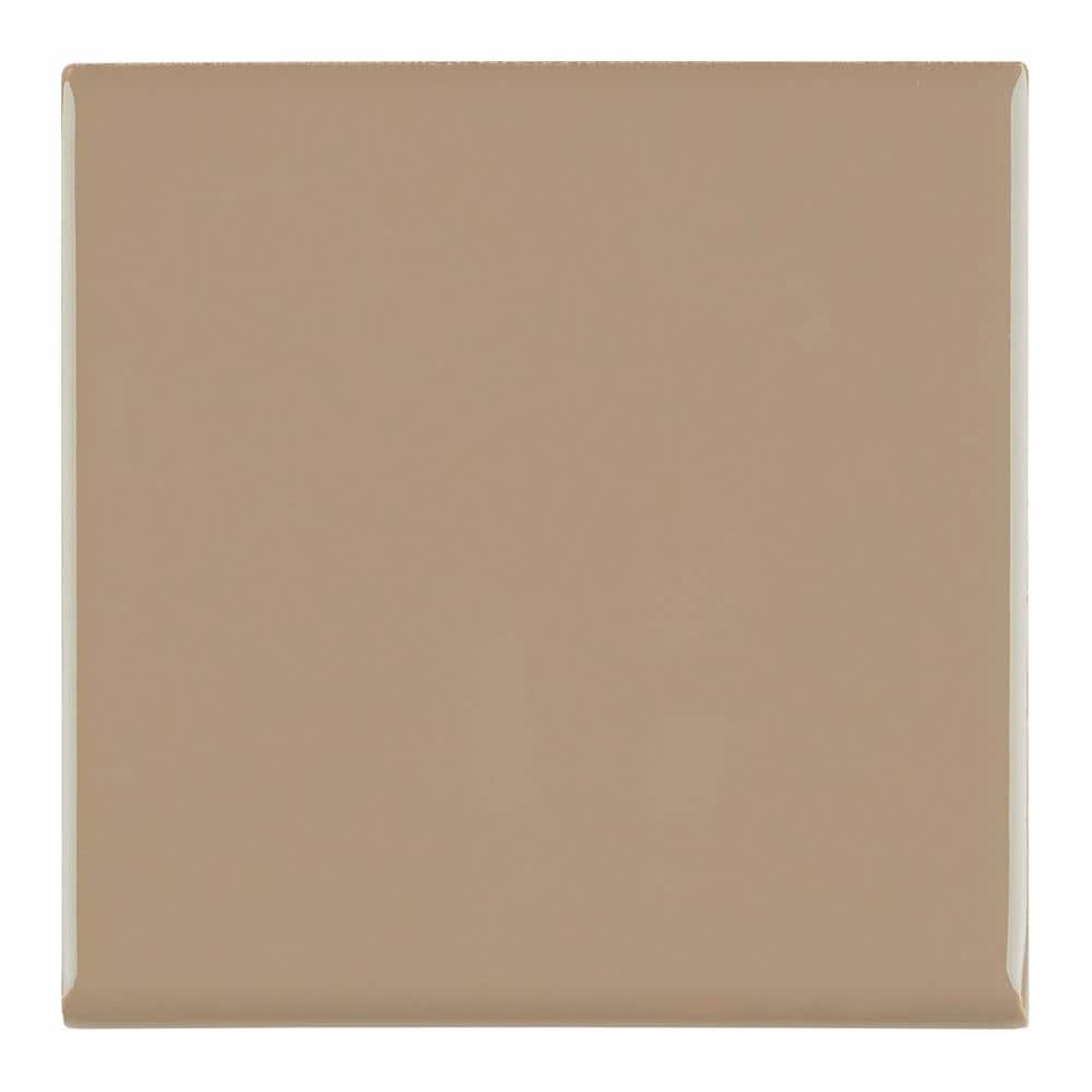 Semi-Gloss Elemental Tan 4-1/4 in. x 4-1/4 in. Ceramic Bullnose Wall Tile (