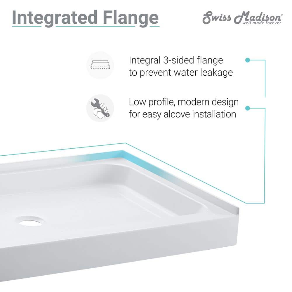 Voltaire 60" x 36" Glossy White Acrylic Shower Base