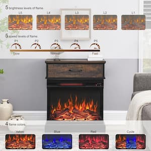 25 in. Freestanding Electric Fireplace in Black Stand Side Table with 3-Sided Glass Electric Fireplace