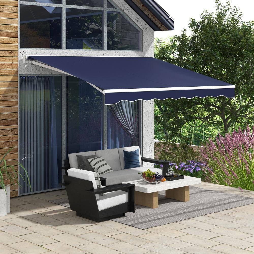 Outsunny 10' x 8' Dark Blue Motorized Retractable Awning