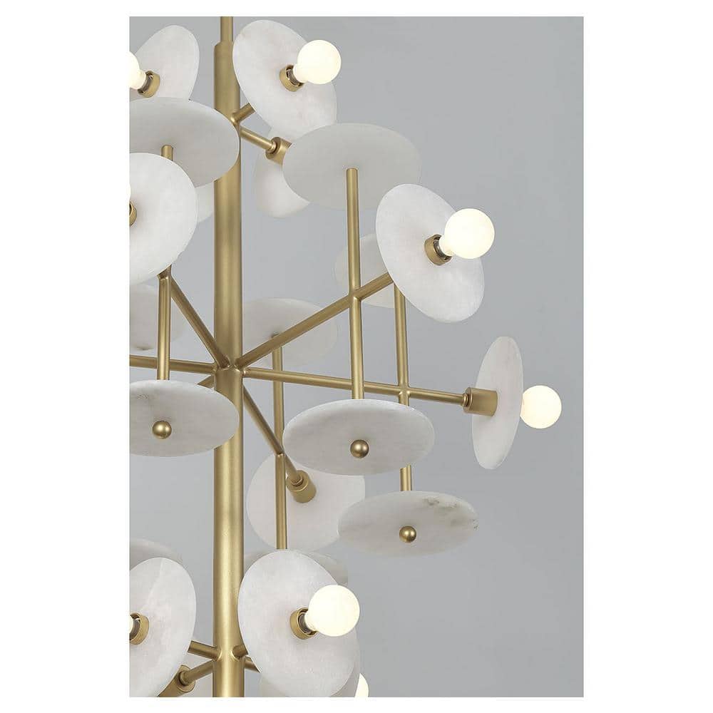 Amani Royal Gold 15-Light Chandelier with Alabaster Shades