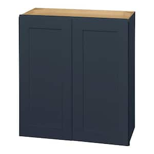 Avondale 27 in. W x 12 in. D x 30 in. H Ready to Assemble Plywood Shaker Wall Kitchen Cabinet in Ink Blue