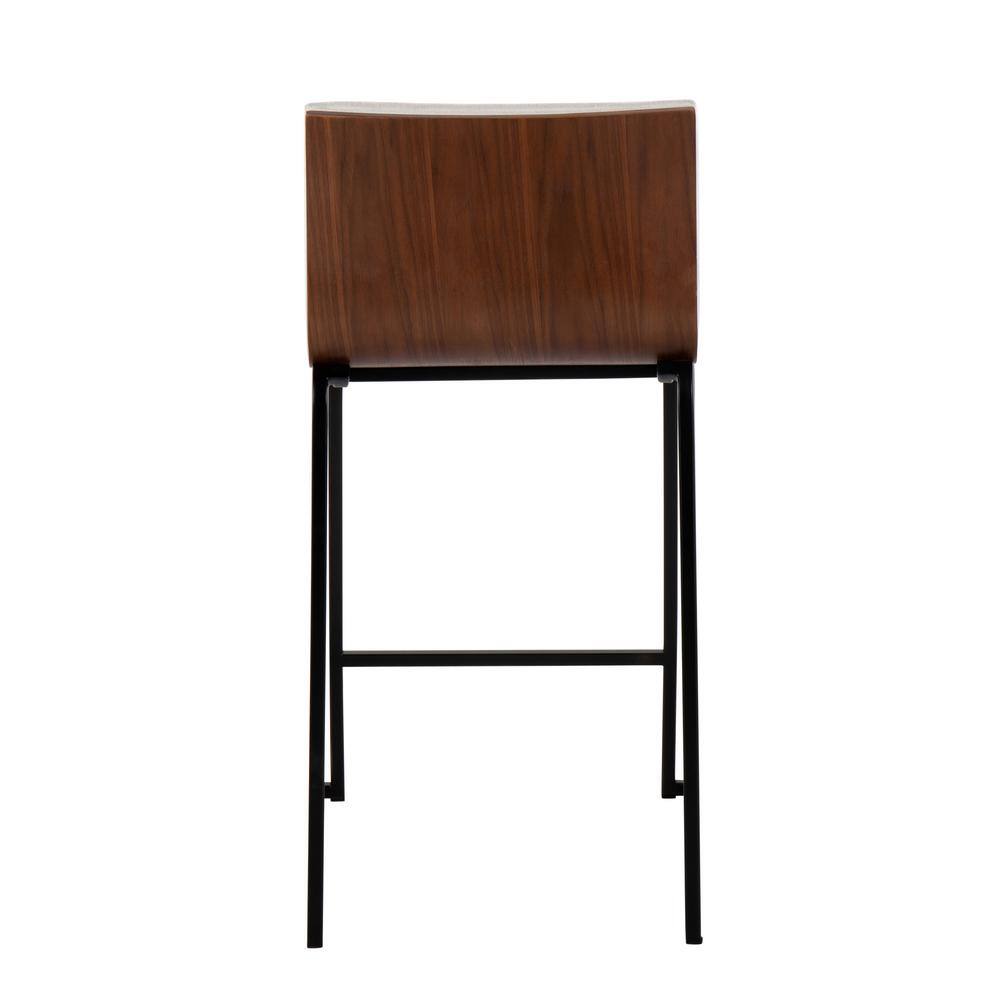Set of 2 Cream and Walnut Swivel Counter Stools with Black Metal Base
